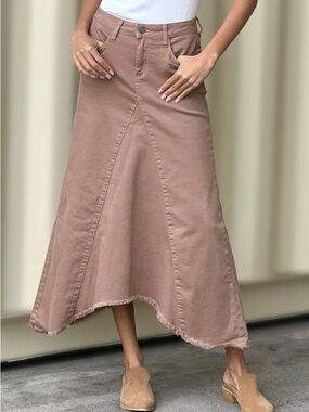 “NEW” Wash Lab Selma Pieced Brown Denim Maxi Skirt